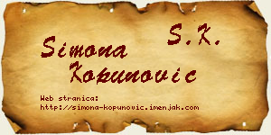 Simona Kopunović vizit kartica